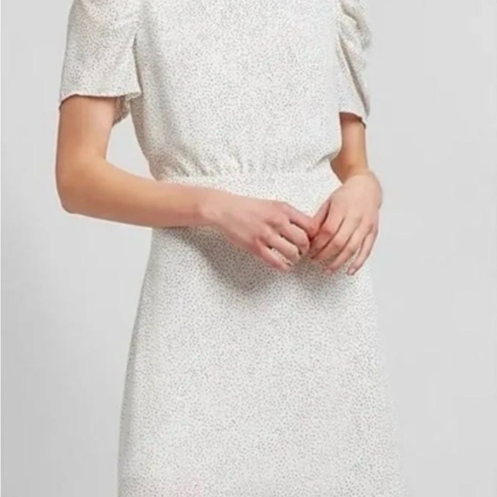 Express-  A-line white polka dot mini dress